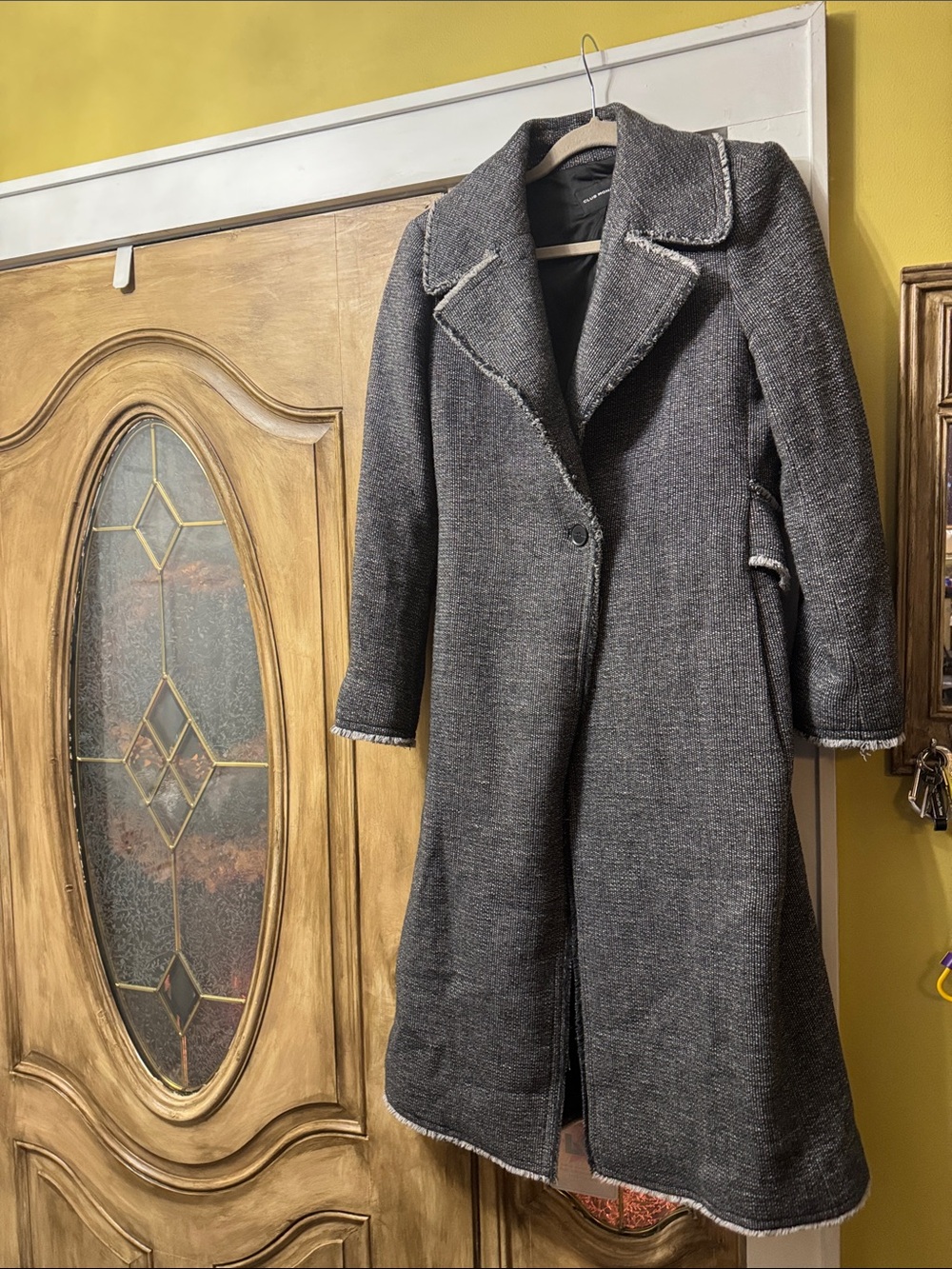 Club Monaco Charcoal Gray Wool-Blend Long Trench Coat